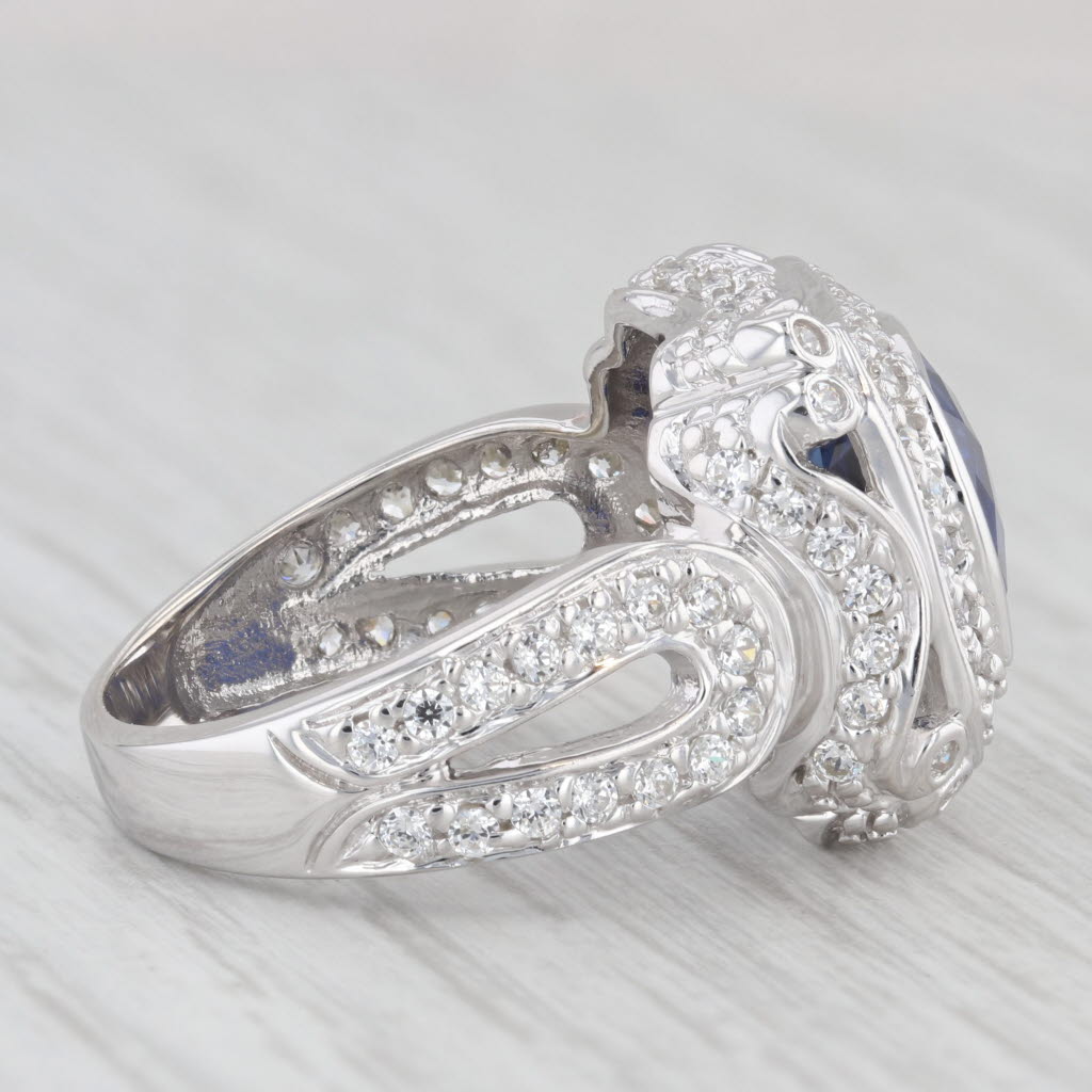 Light Gray 7.44ctw Lab Created Blue Sapphire Cubic Zirconia Ring 14k Gold Size 9 Cocktail