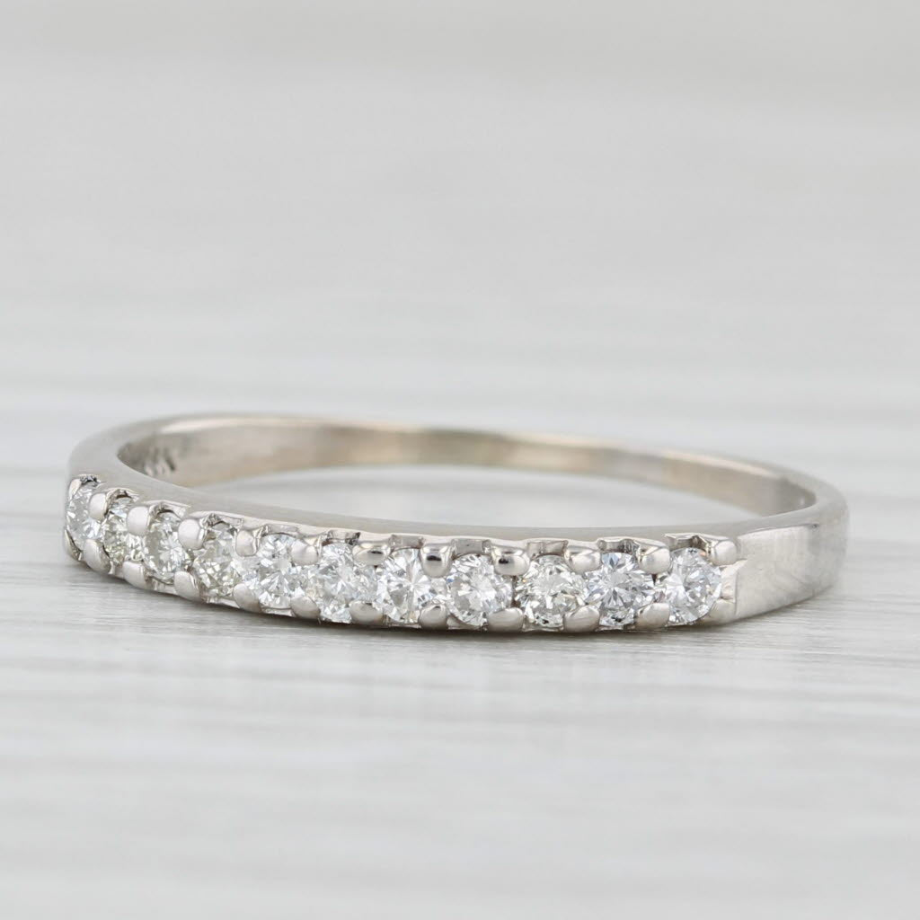 Light Gray 0.22ctw Diamond Wedding Band 14k White Gold Stackable Ring Size 6
