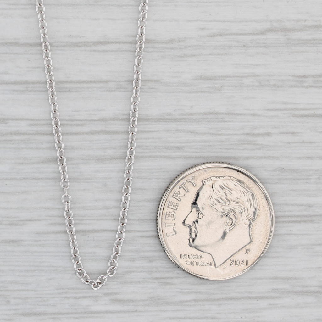 Gray 18” Cable Chain Necklace 18k White Gold Italy 1.6mm