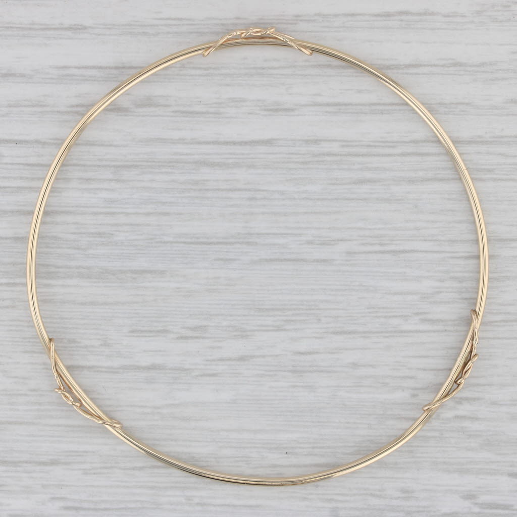 Gray Handmade Bangle Bracelet 12k Yellow Gold Stackable 8" Pull Over