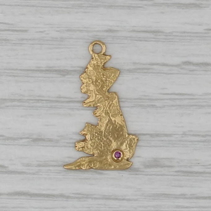 Vintage Ruby Gold Nugget Pendant 18k Yellow Gold London