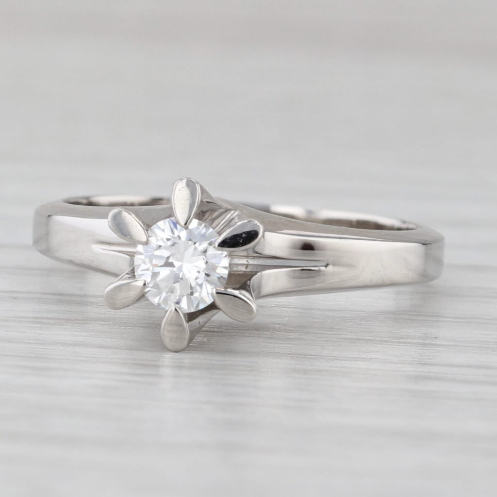 Gray 0.30ct Round Diamond Solitaire Engagement Ring 900 Platinum Size 7 COA Japan