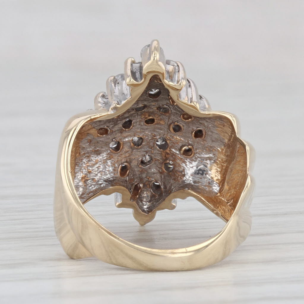 Light Gray 0.75ctw Diamond Cluster Ring 10k Yellow Gold Small Size 3.5