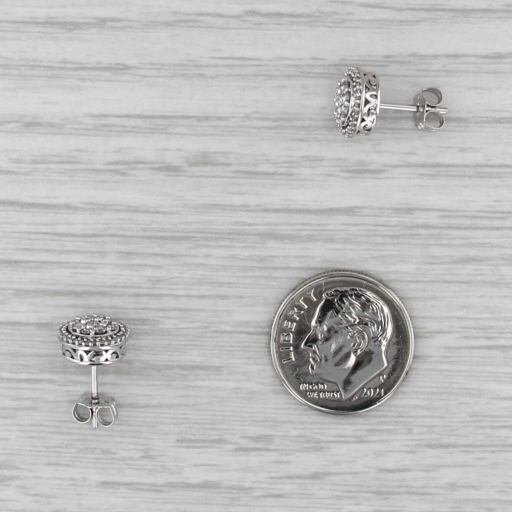 0.42ctw Diamond Cluster Halo Stud Earrings 10k White Gold Studs