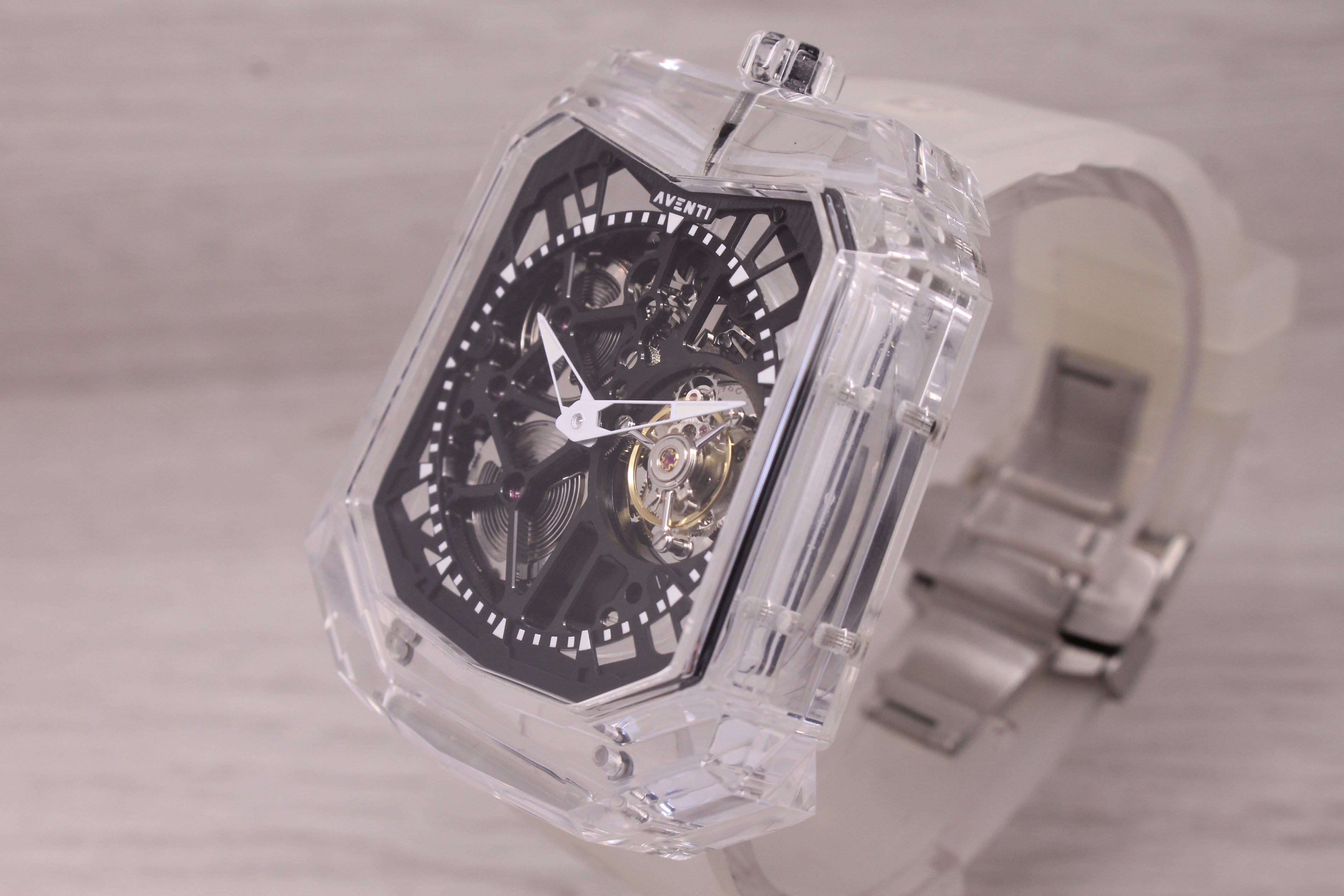 Aventi A11-01 SE Mens 48mm Pure Sapphire Crystal Tourbillon Watch w Card & COA