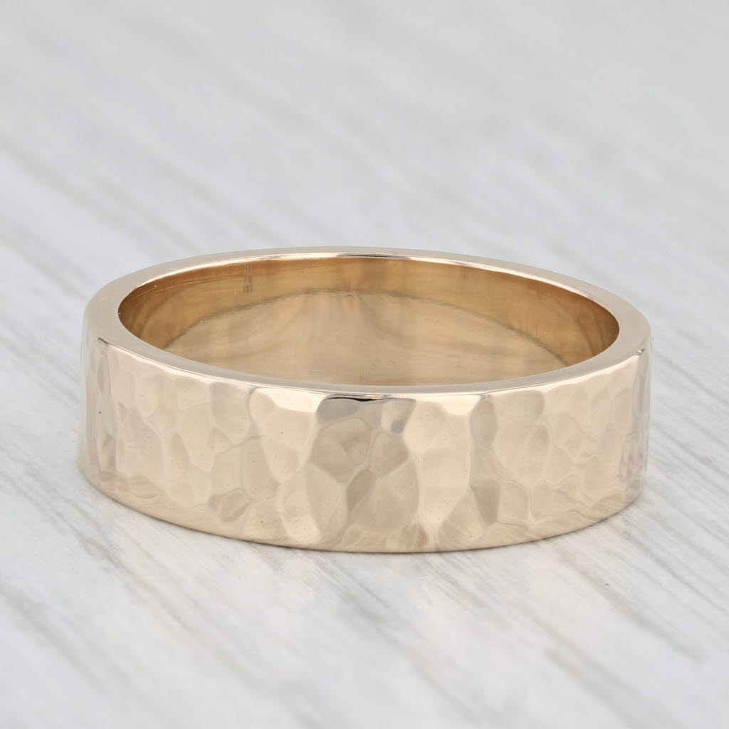 Light Gray James Avery Amore Band 14k Yellow Gold Hammered Finish Wedding Ring Size 10