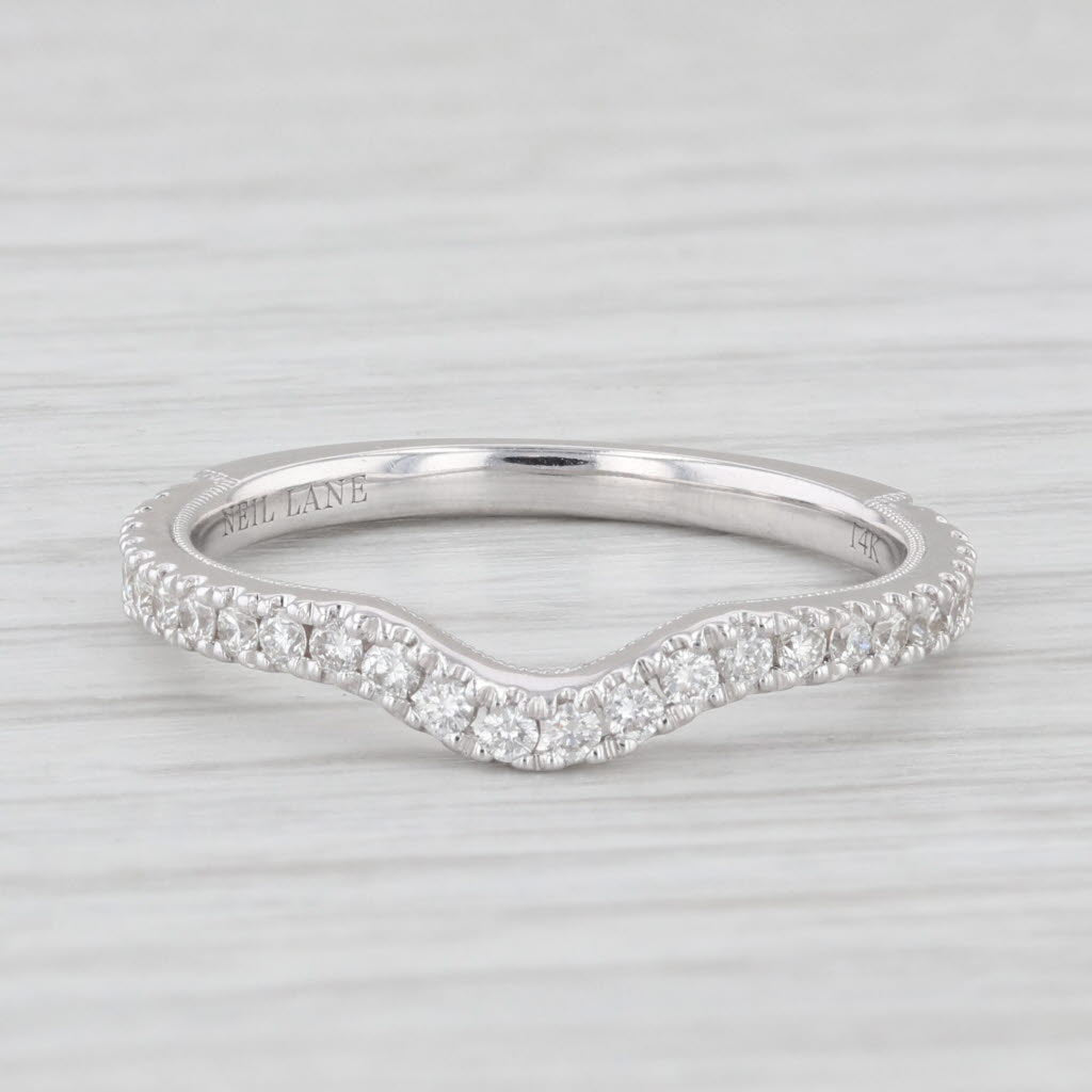 Light Gray Neil Lane 0.35ctw Diamond 14k White Gold Contoured Size 6.75 Ring
