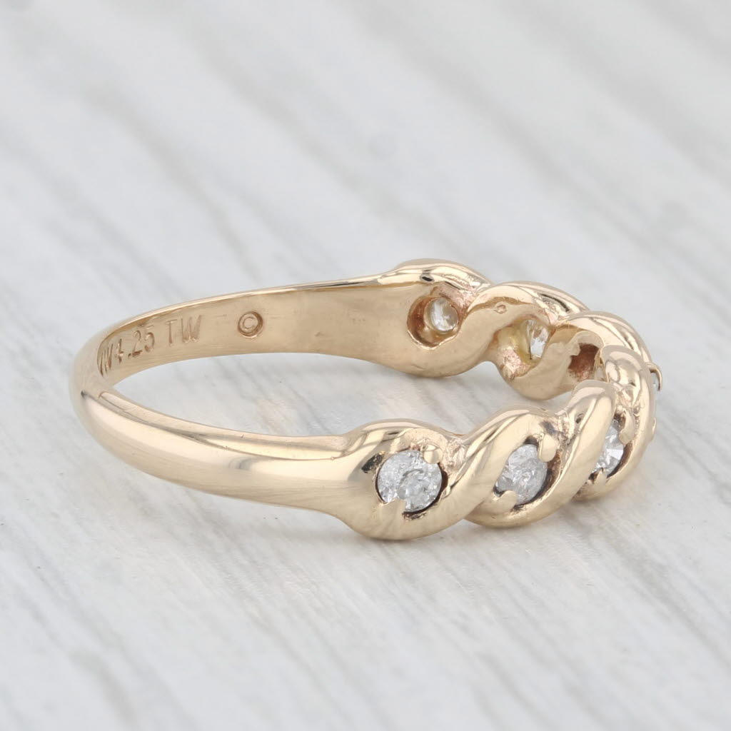 Light Gray 0.22ctw Diamond Stackable Ring 10k Yellow Gold Size 5.5 Wedding Band