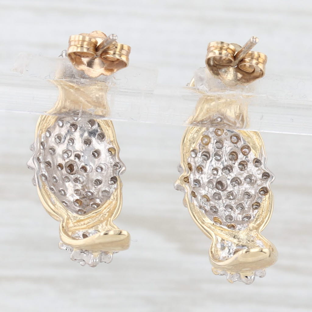 Light Gray 0.50ctw Diamond Cluster Drop Earrings 10k Yellow Gold