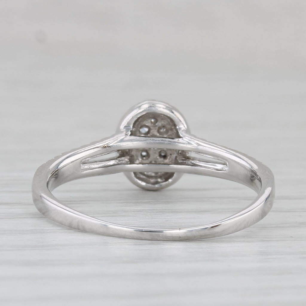 Gray 0.21ctw Diamond Cluster Halo Engagement Ring 10k White Gold Size 8.5