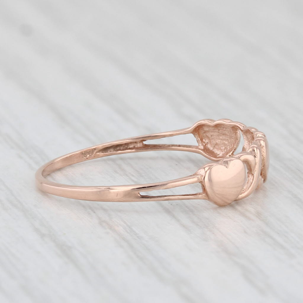 Light Gray XO Heart Ring 14k Rose Gold Size 8 Stackable Band