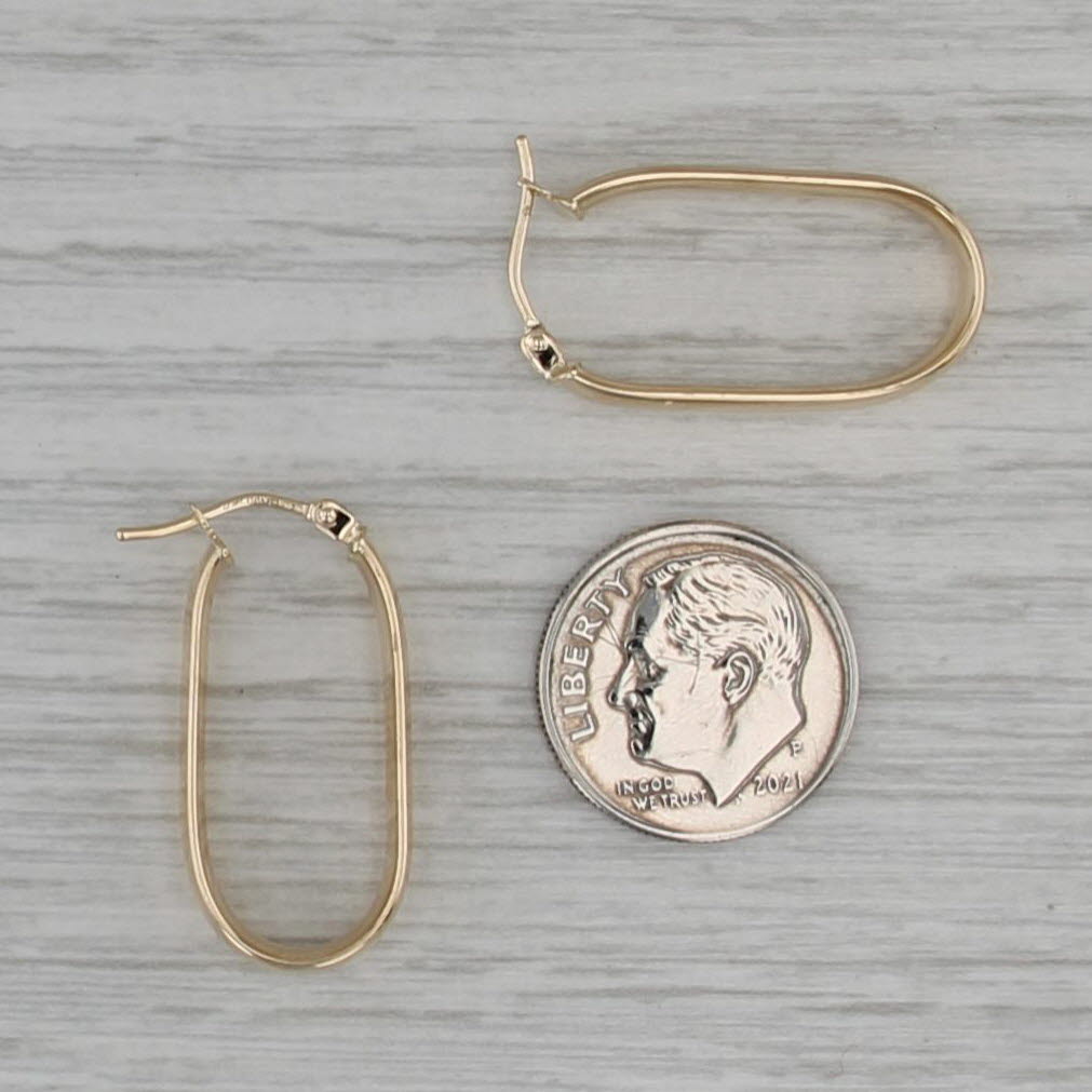 Oval Hoop Earrings 14k Yellow Gold Pierced Snap Top Hoops