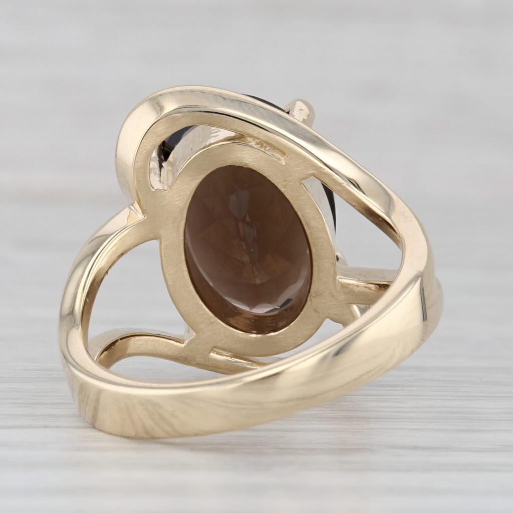 Gray 5.50ct Smoky Quartz Oval Solitaire Ring 10k Yellow Gold Cocktail Size 7.5-7.75