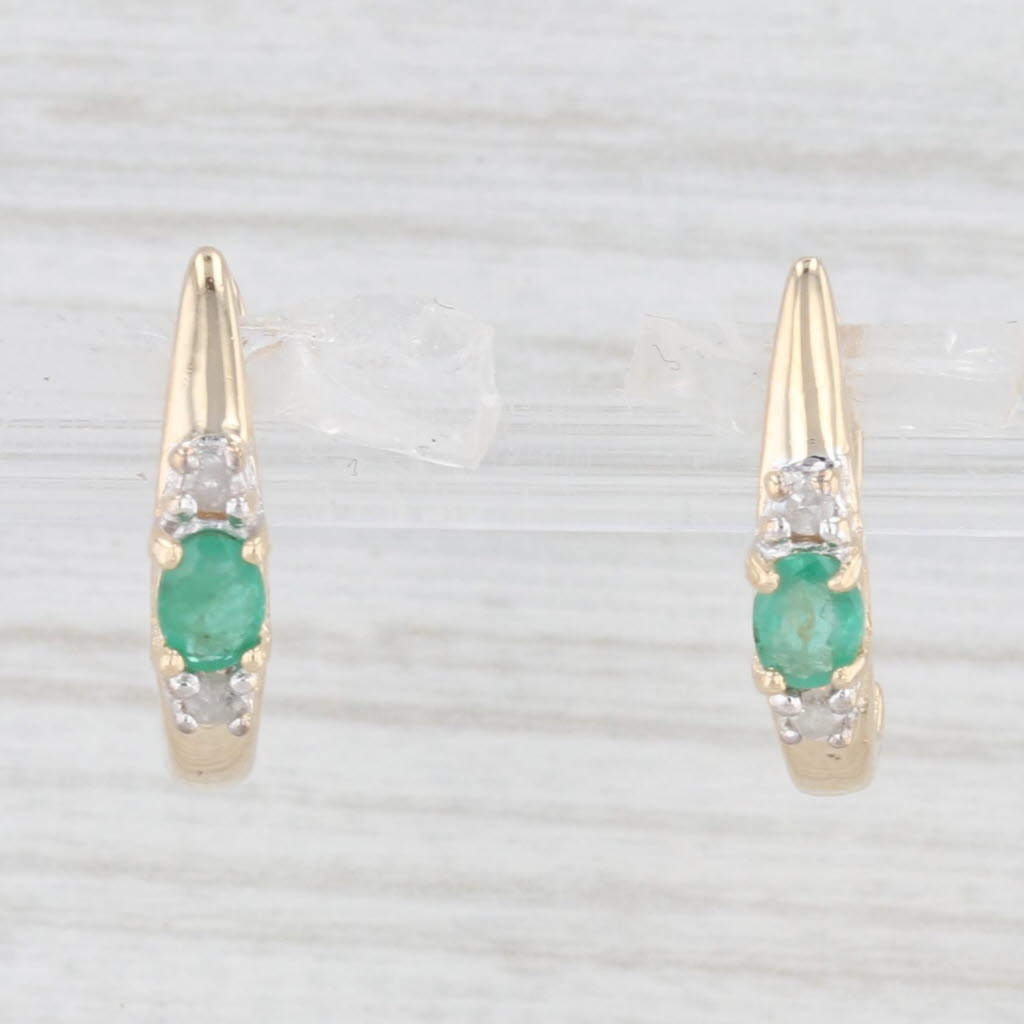 Light Gray 0.34ctw Emerald Diamond Drop Earrings 10k Yellow Gold Lever Backs