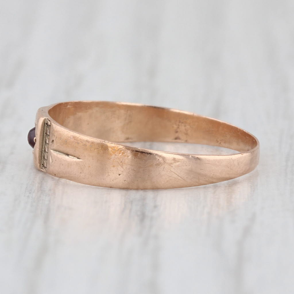 Antique Victorian Red Glass Ring 10k Rose Gold Band Size 5 Stackable