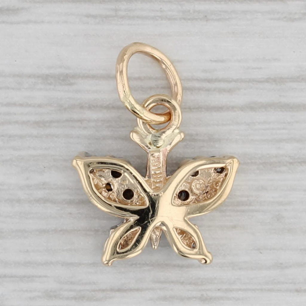 Gray 0.18ctw Diamond Butterfly Pendant 10k Yellow Gold Charm