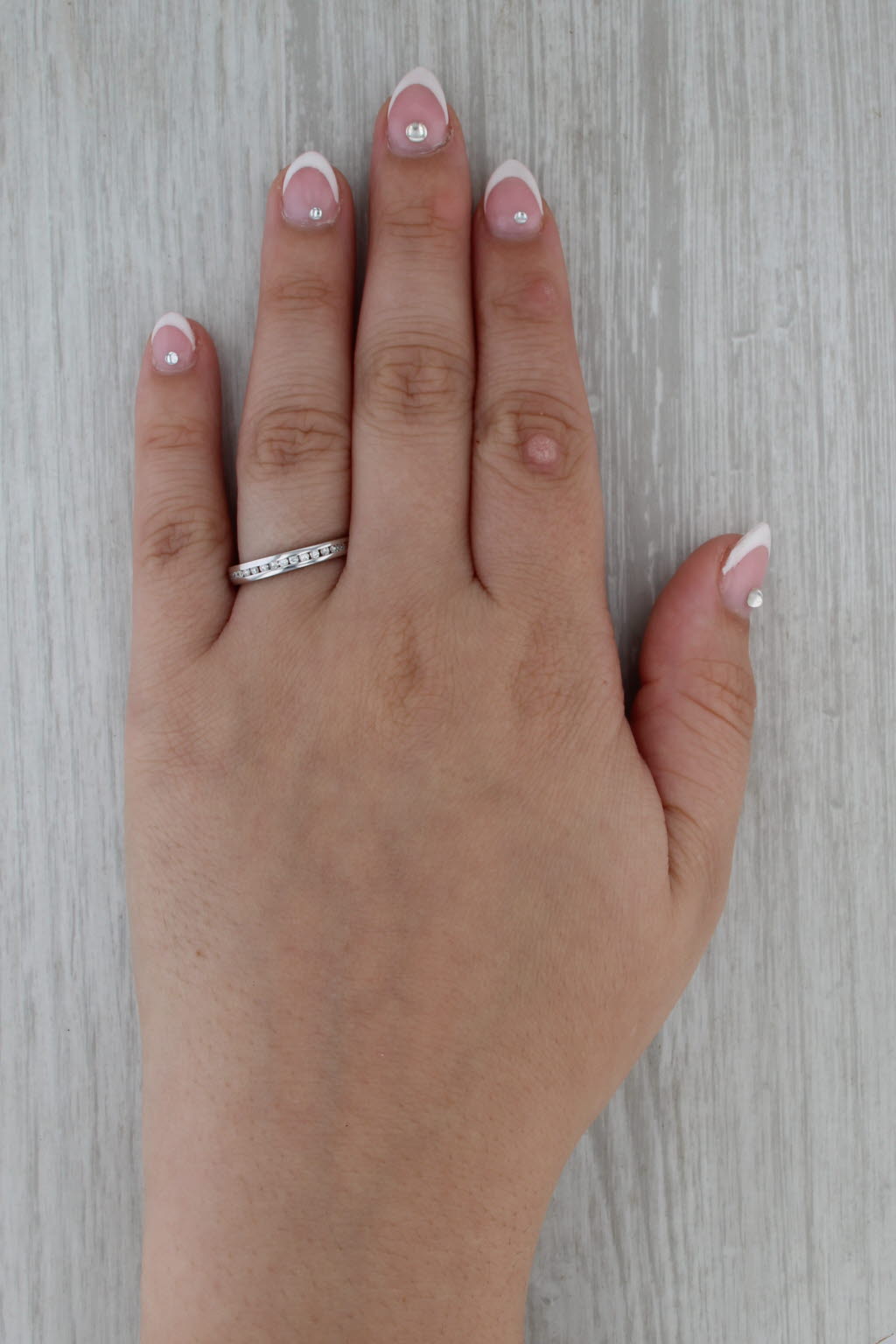 0.18ctw Diamond Wedding Band 14k White Gold Size 8 Stackable Anniversary Ring
