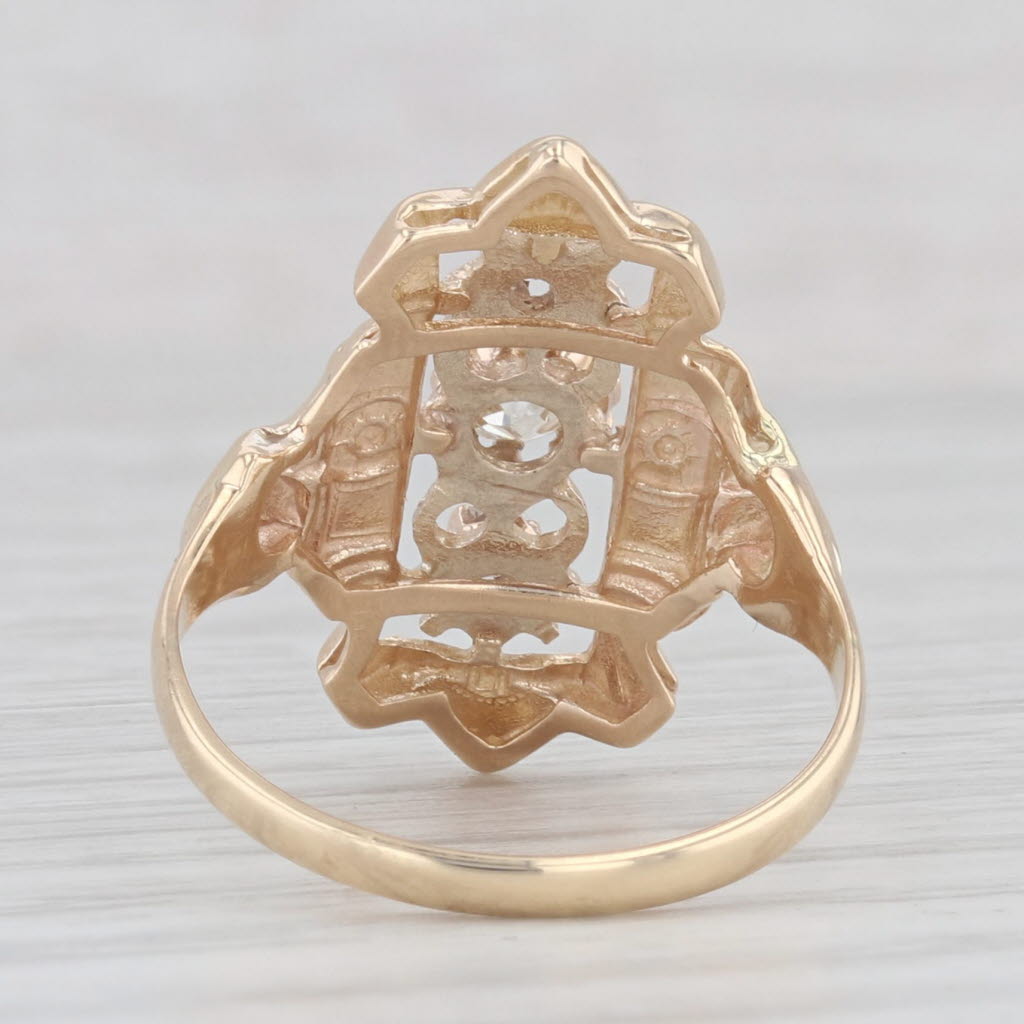 Light Gray Antique 0.26ctw 3-Stone Diamond Ring 14k Yellow Gold Openwork Size 6