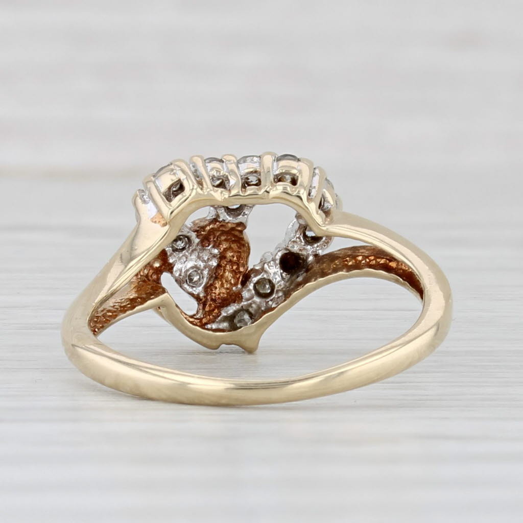 Light Gray 0.15ctw Diamond Interlocking Hearts Ring 10k Yellow Gold Size 4.5