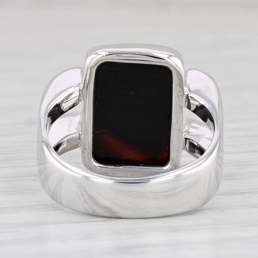 Light Gray Onyx Solitaire Ring 14k White Gold Size 6