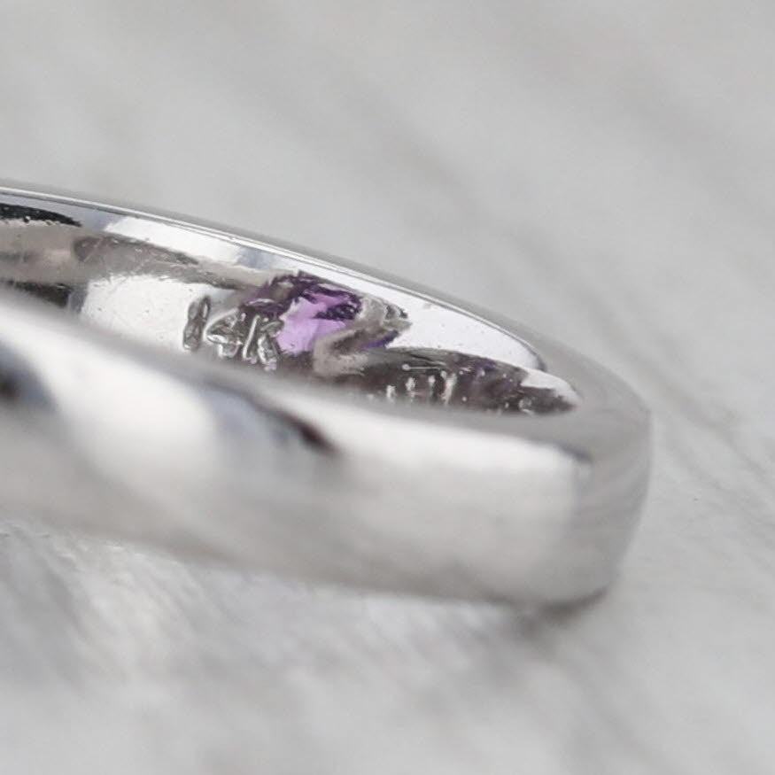 Gray 2.61ctw Pear Amethyst Diamond Overlay Ring 14k White Gold Size 7 Bypass