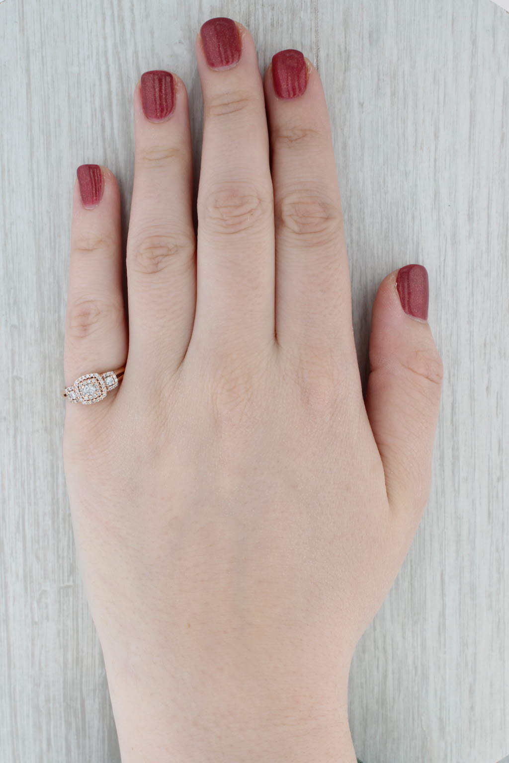 Gray 0.50ctw Diamond Halo Engagement Ring 10k Rose Gold Size 7