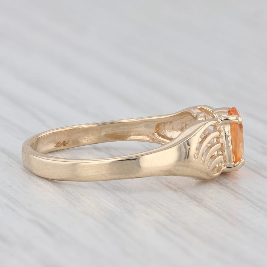 Light Gray 1ct Orange Spessatite Mandarin Garnet Ring 14k Yellow Gold Sz 7.5 Oval Solitaire