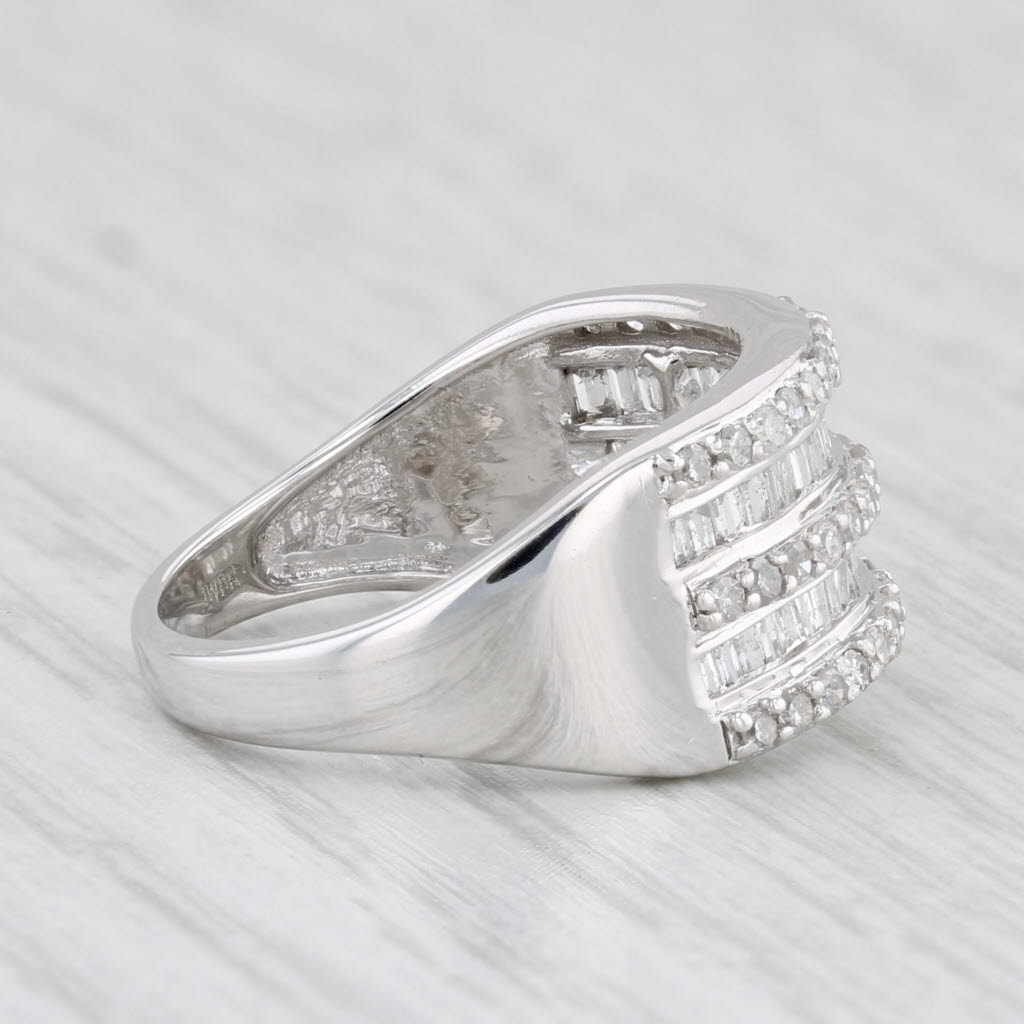 Light Gray 0.90ctw Diamond Ring 10k White Gold Size 7 Stacking Design