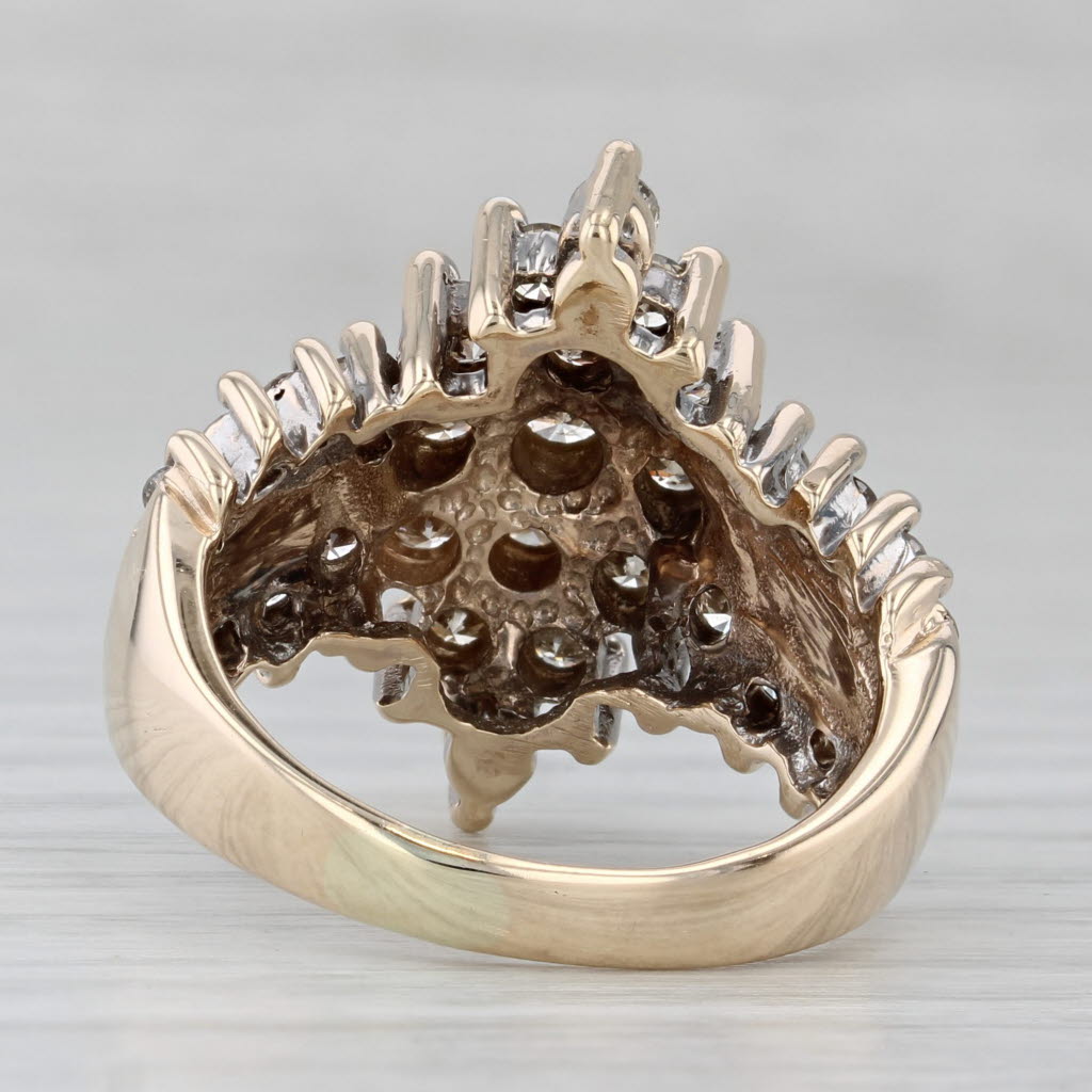 Gray 1.55ctw Champagne Diamond Cluster Ring 10k Yellow Gold Size 8.25 Cocktail