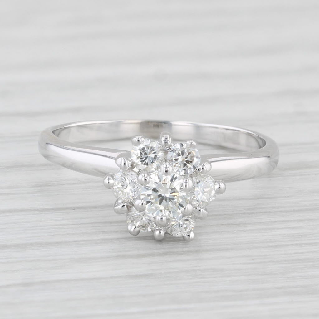 Light Gray 0.42ctw Diamond Cluster Ring 14k White Gold Size 5.5 Engagement