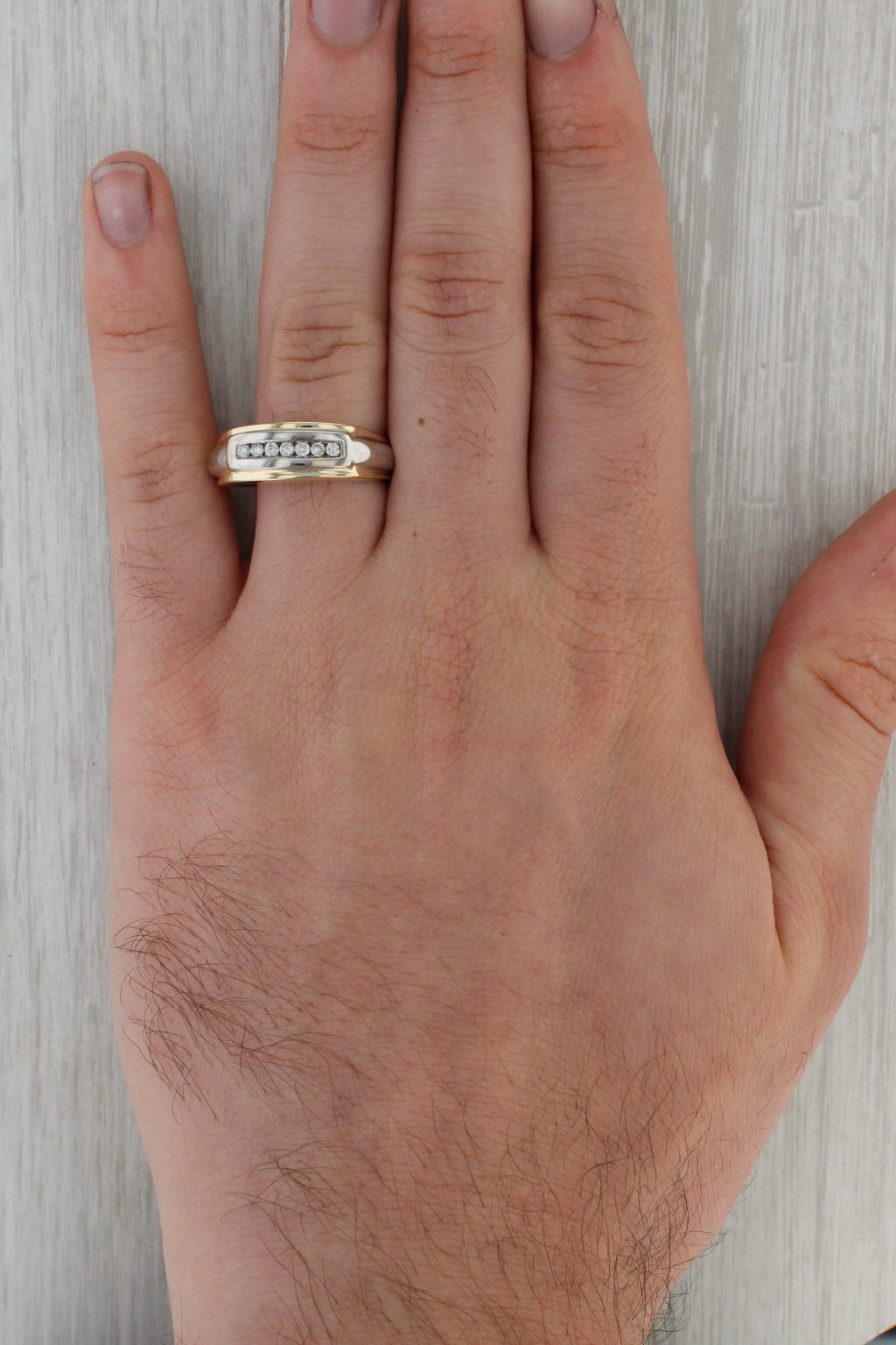 Rosy Brown 0.18ctw Diamond Ring 14k Gold Size 11.5 Men's Wedding Band