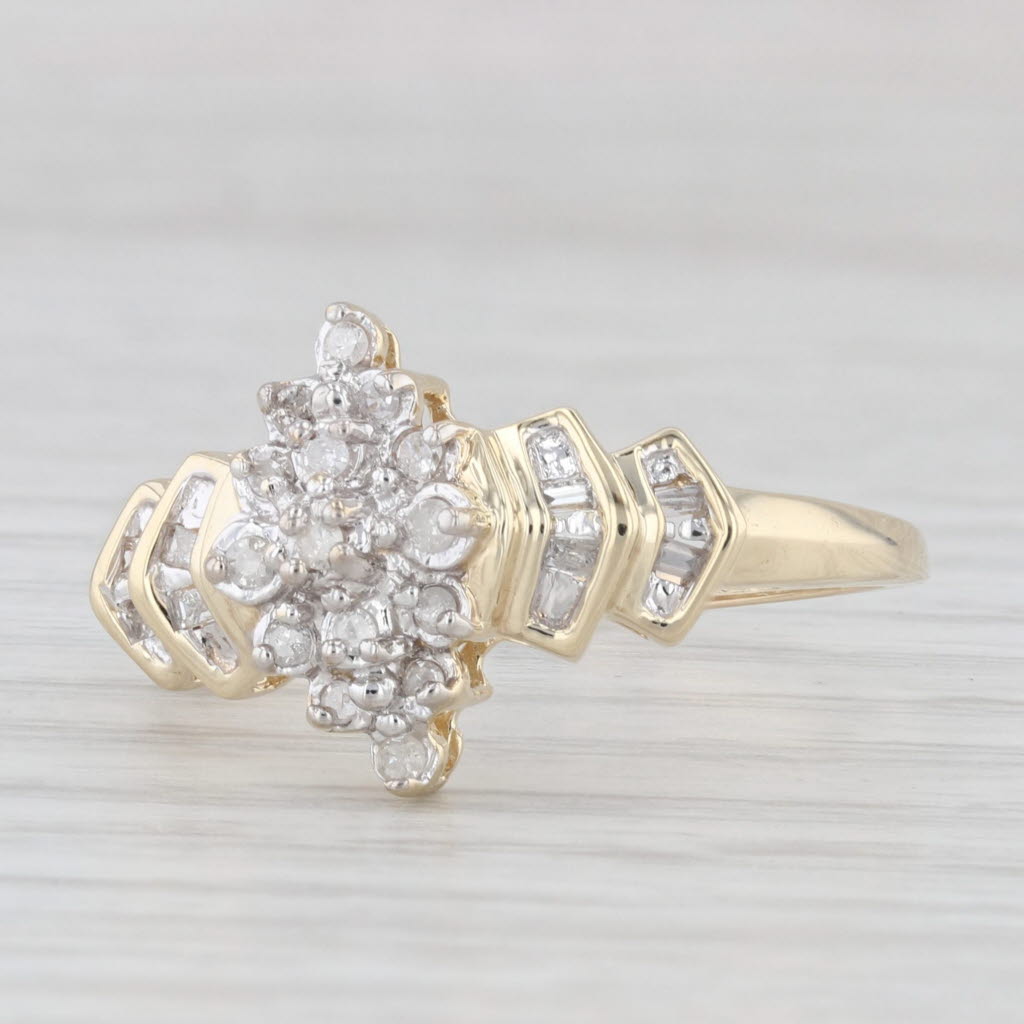 Light Gray 0.16ctw Diamond Cluster Ring 10k Yellow Gold Size 10 Engagement