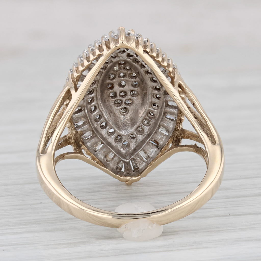 Gray 0.26ctw Diamond Cluster Halo Ring 10k Yellow Gold Size 7.5