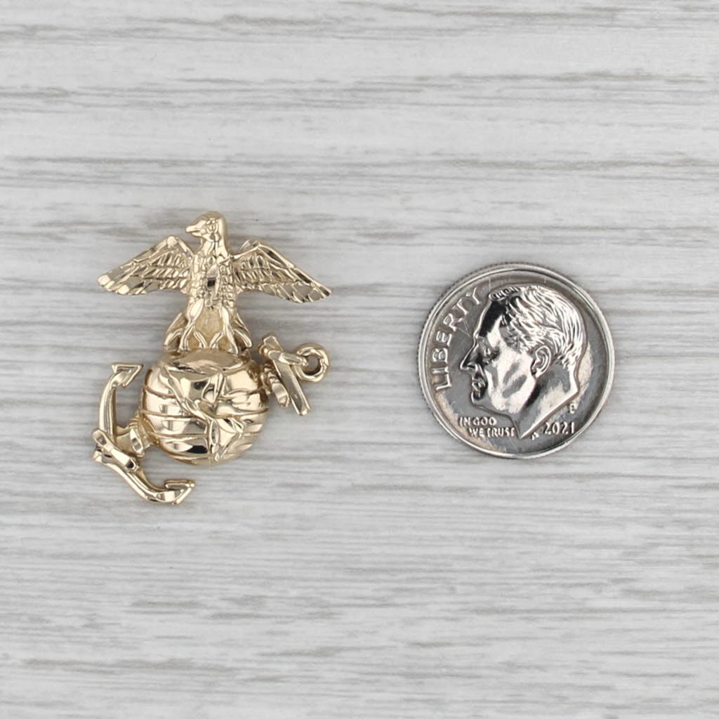 US Marine Corps Insignia Pendant 14k Yellow Gold Eagle Globe Anchor