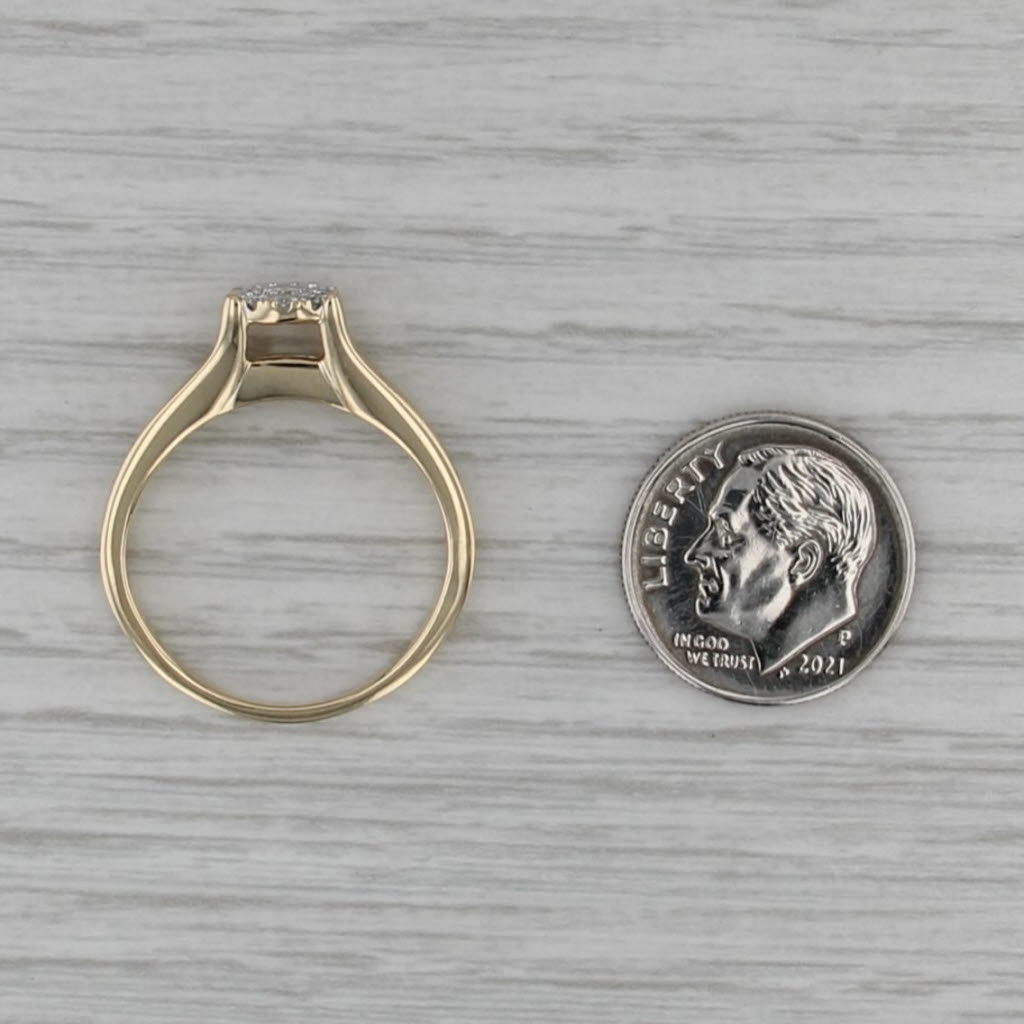 0.56ctw Diamond Cluster Engagement Ring 14k Yellow Gold Size 8.5 Cathedral Band