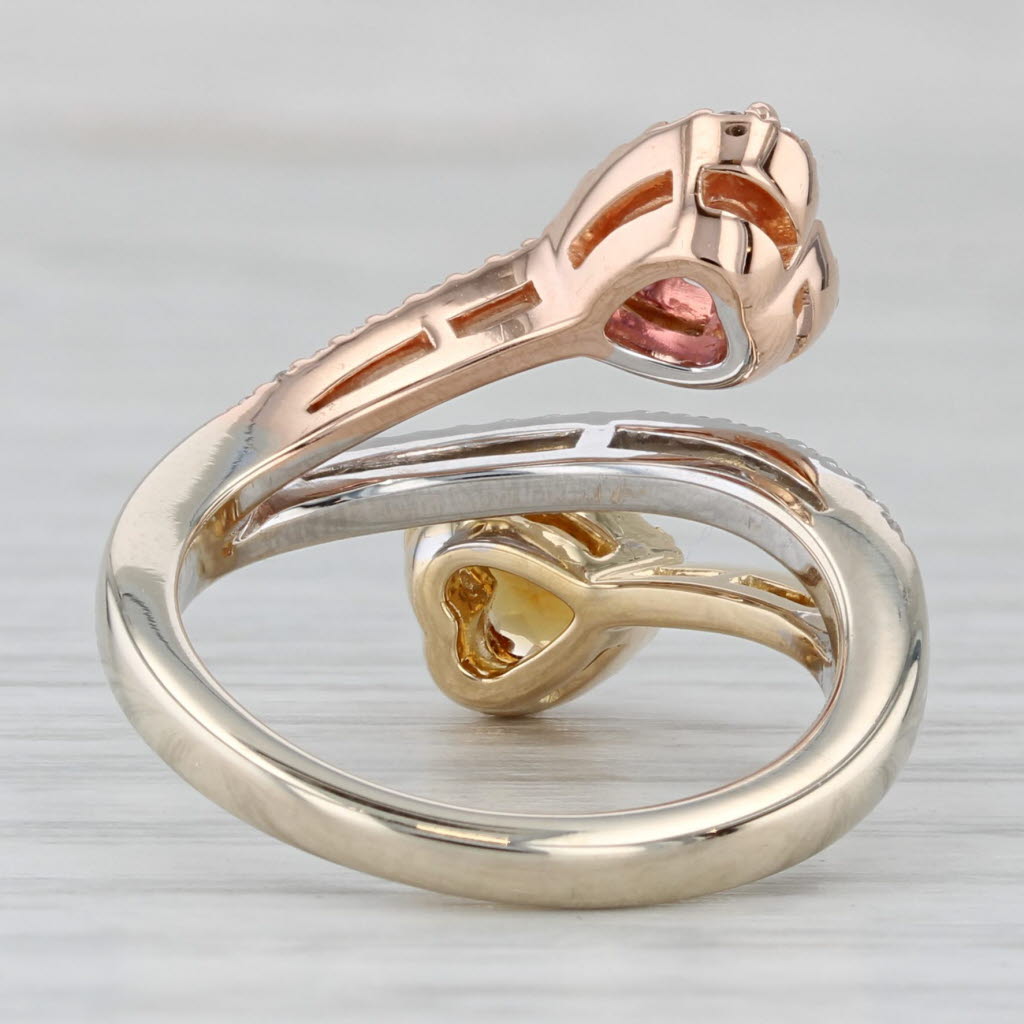 Gray 1.35ctw Citrine Tourmaline Diamond Hearts Bypass ing 18k Yellow Rose White Gold