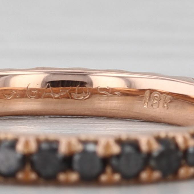 0.80ctw Black Diamond Eternity Ring 18k Rose Gold Size 5.5 Stackable Band