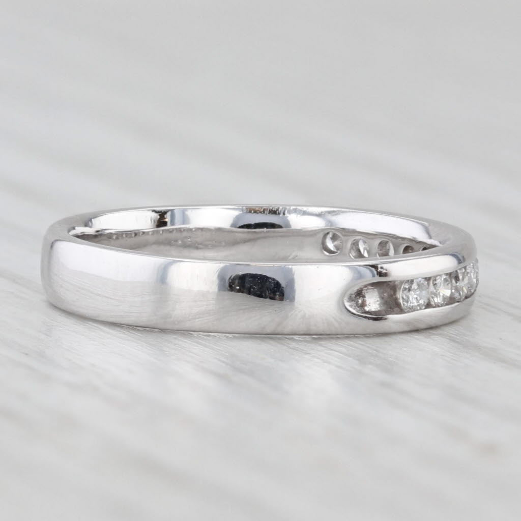 0.16ctw Diamond Wedding Band 14k White Gold Stackable Anniversary Ring Size 5