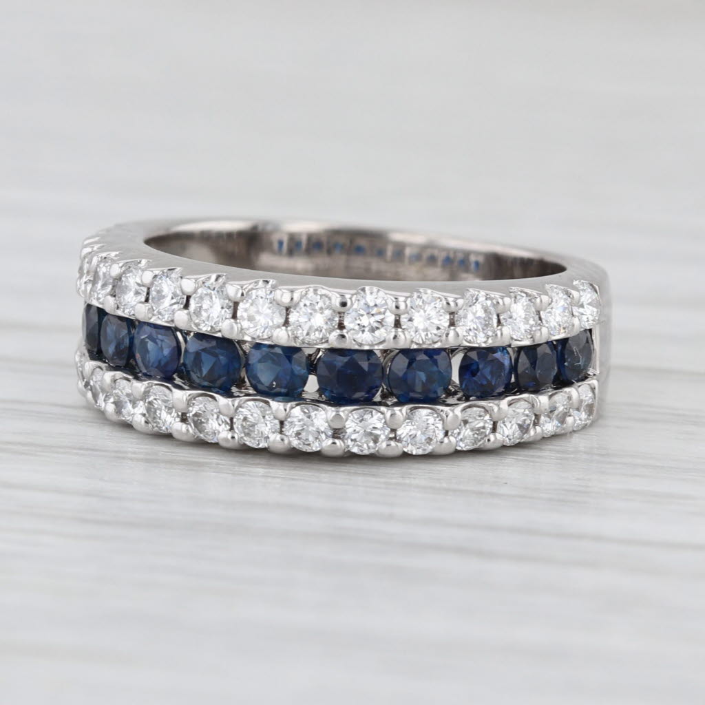1.40ctw Blue Sapphire Diamond Ring 14k White Gold Size 4.75-5 Anniversary Bridal