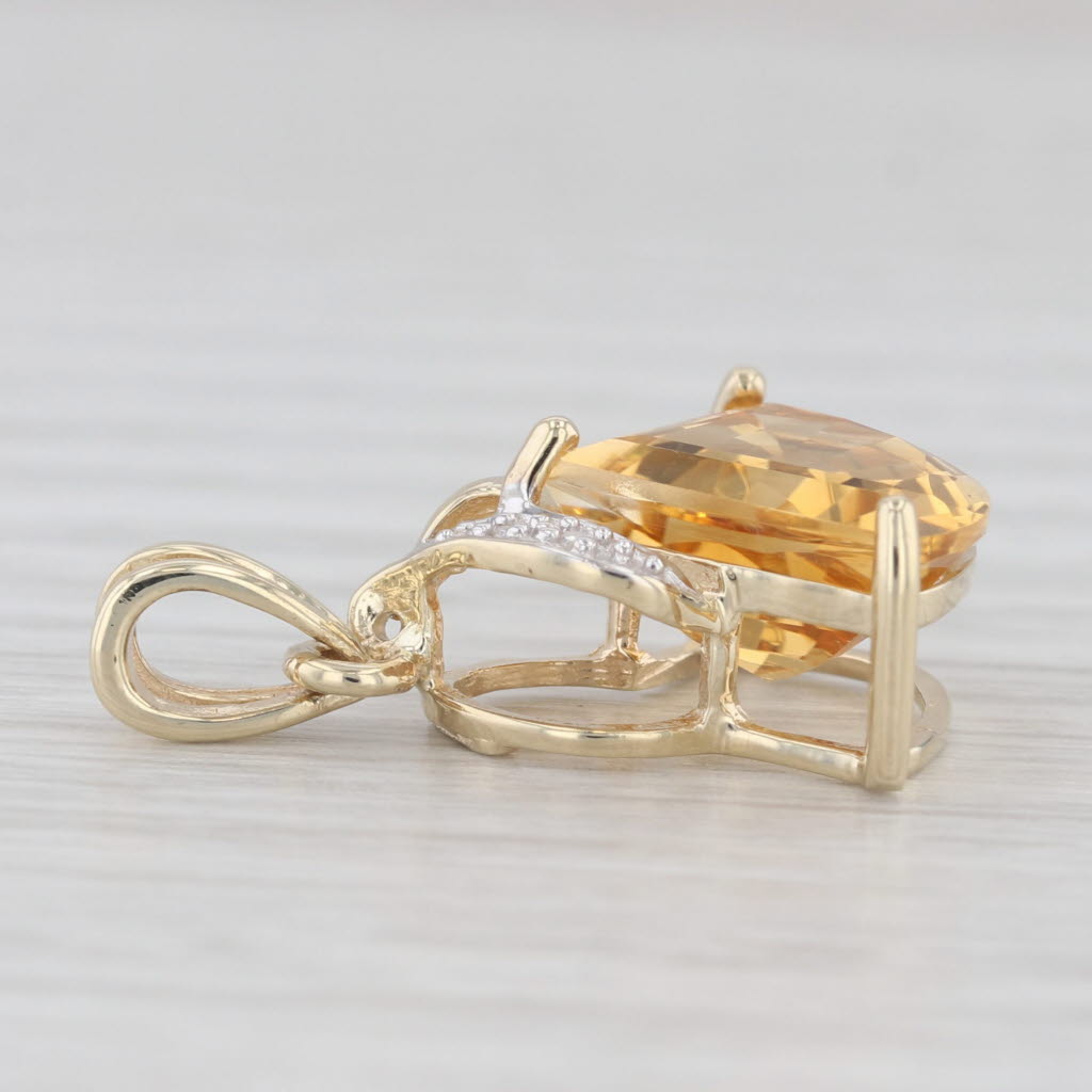 Light Gray 6ct Citrine Diamond Pendant 10k Yellow Gold