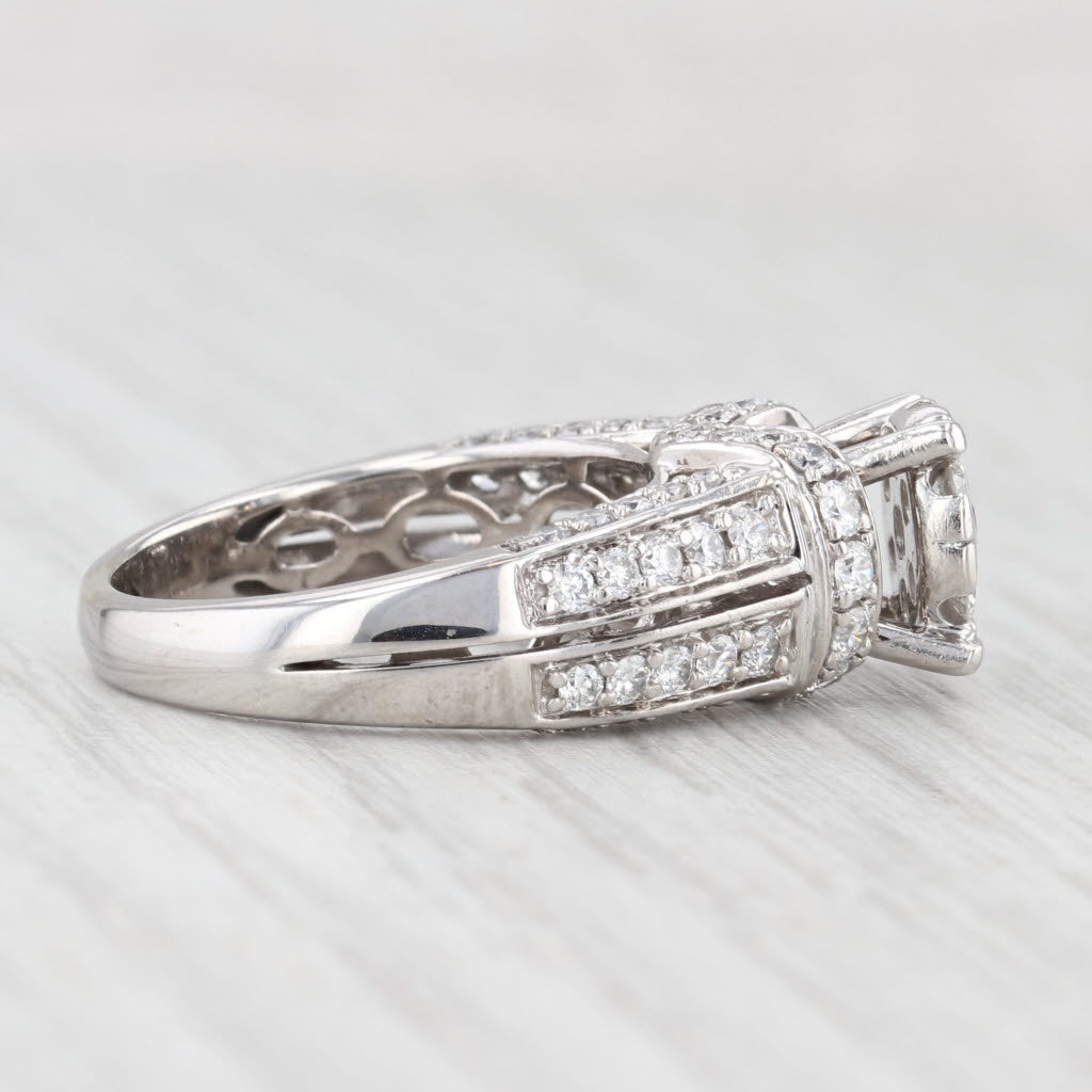 Light Gray 1.14ctw Diamond Cluster Engagement Ring 14k White Gold Size 7 Cathedral