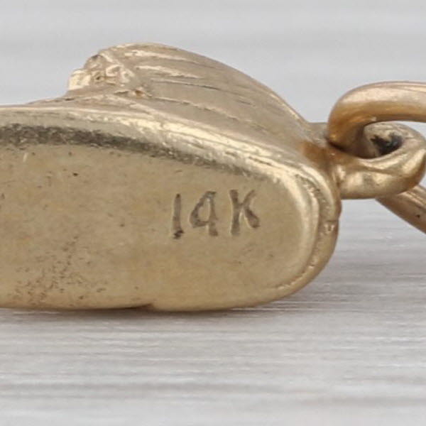 Vintage Baby Booties Shoes Charm 14k Yellow Gold New Mom Keepsake Pendant