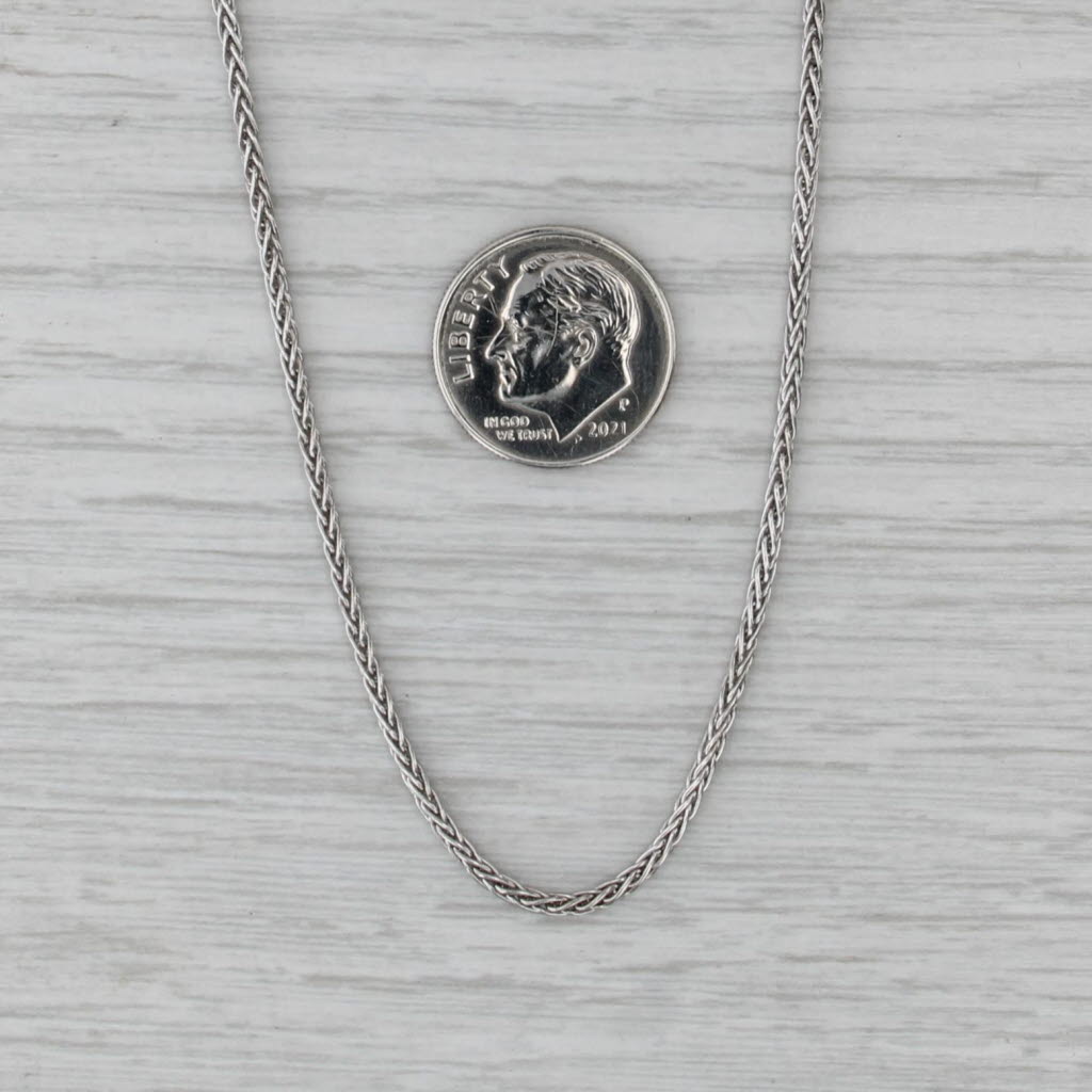 18" 1.6mm Wheat Chain Necklace 14k White Gold
