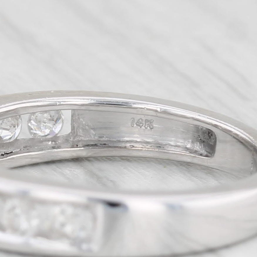 Light Gray 0.36ctw Diamond Wedding Band 14k White Gold Size 5 Stackable Anniversary Ring