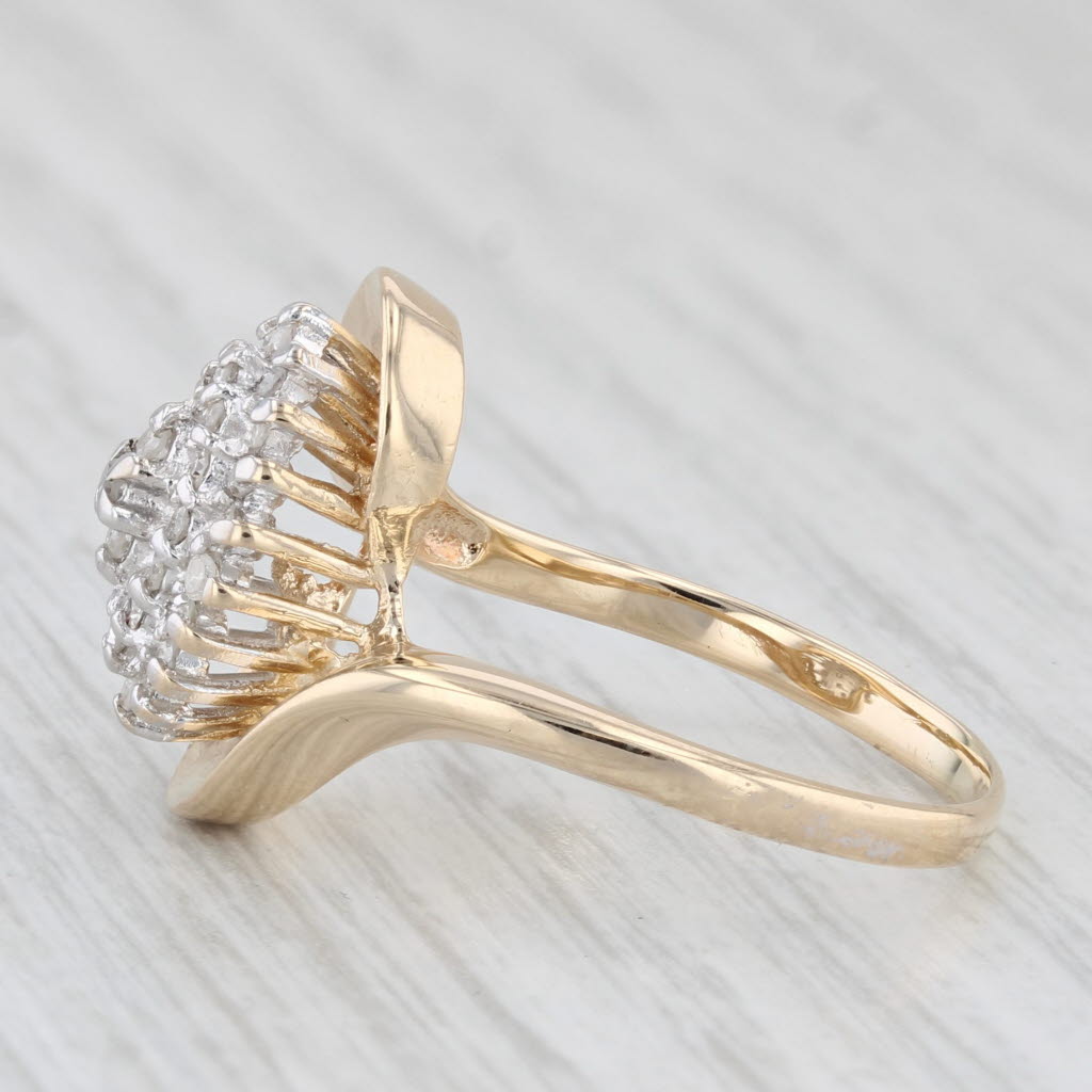 Light Gray 0.20ctw Diamond Cluster Ring 10k Yellow Gold Size 8.75 Bypass