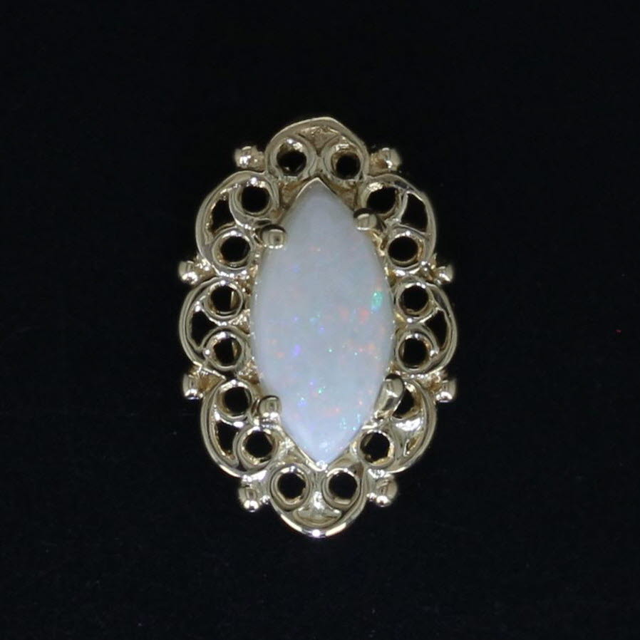 Black Marquise Opal Solitaire Slide Bracelet Charm 14k Yellow Gold Richard Klein