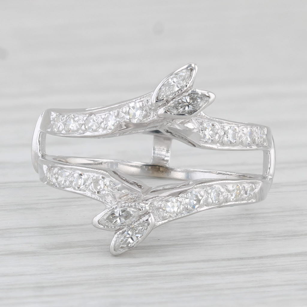 Light Gray 0.50ctw Diamond Ring Jacket Guard Enhancer 14k White Gold Sz 6.25 Bridal Wedding