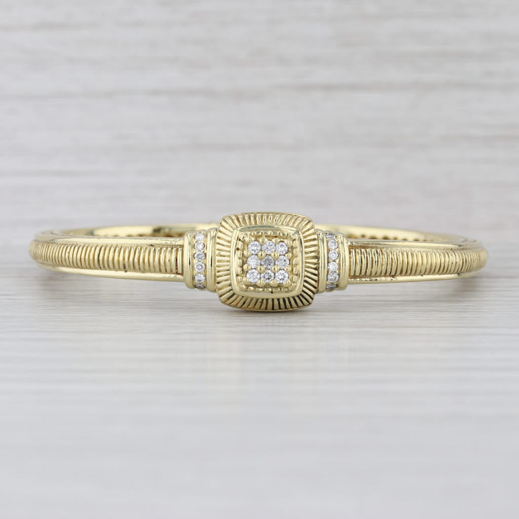 Judith Ripka 0.25ctw Pave Diamond Cuff Bracelet 18k Yellow Gold 6" Hinged
