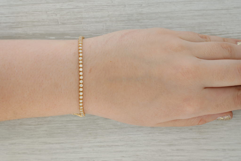 Rosy Brown New 1.82ctw Round Diamond Tennis Bracelet 14k Yellow Gold 6.75" 3mm