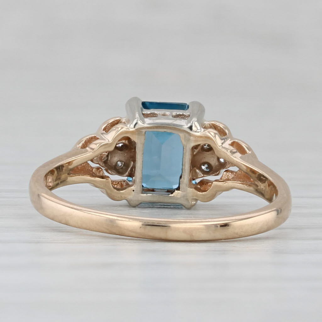 Gray 1.43ctw Blue Topaz Diamond Ring 14k Yellow Gold Size 6.25